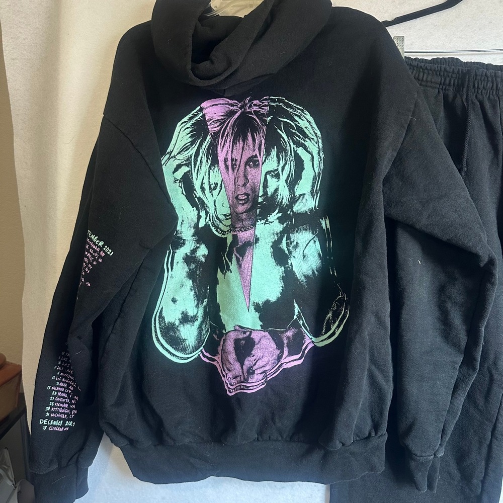 Machine Gun Kelly Tickets to My Downfall '21 Tour Hoodie Sweatpants Set XL Black